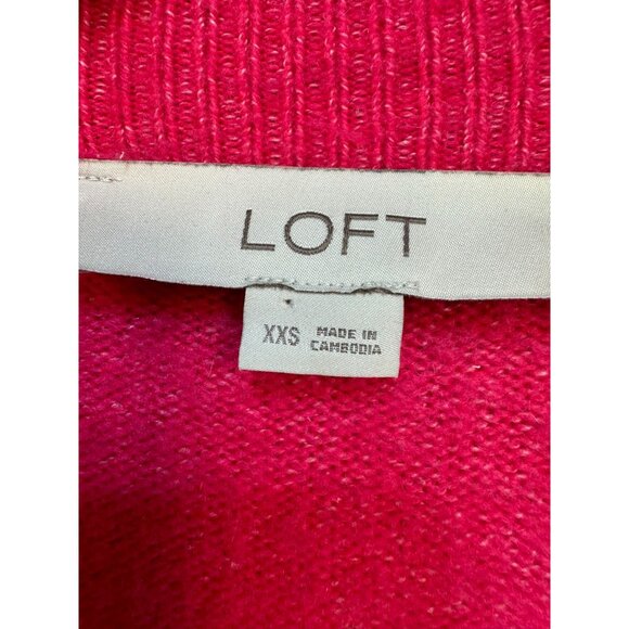 Loft Womens Knit Tie-Front Sweater XXS Pink Fuchsia Wool Blend - Picture 4 of 11
